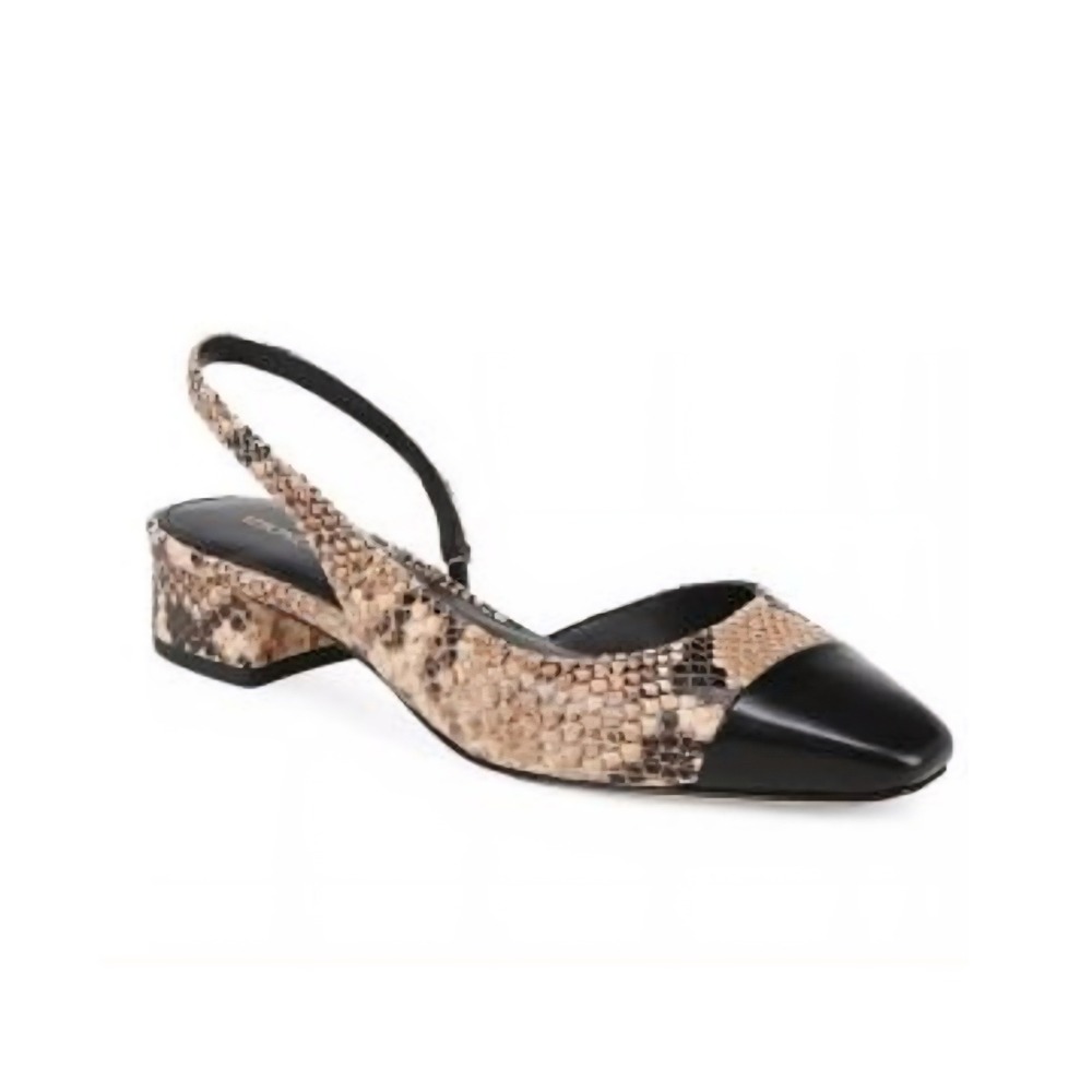 VERONICA BEARD Slingback Pumps Sz 9 Cecile Tan Black Snake Print Cap Toe Heels